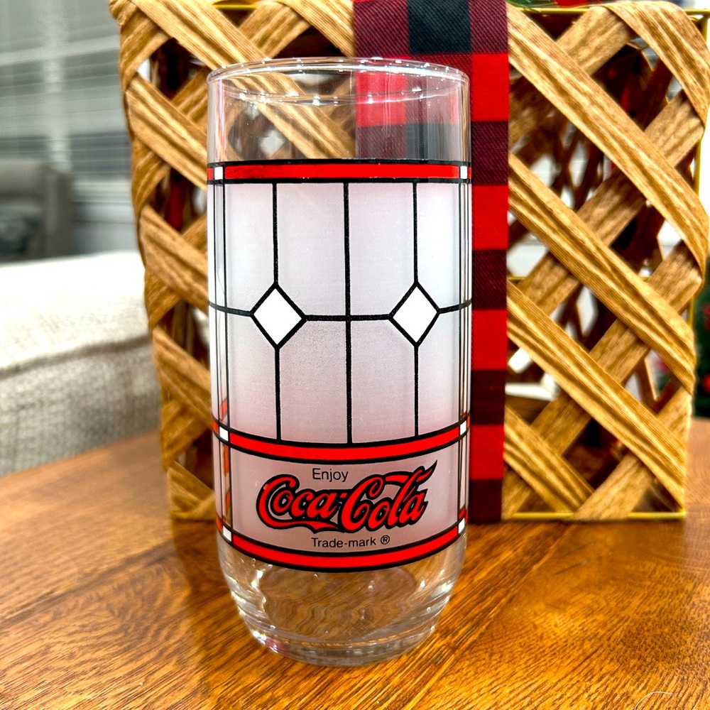 Vintage Stained Glass Window Coca-Cola Drinking Glass